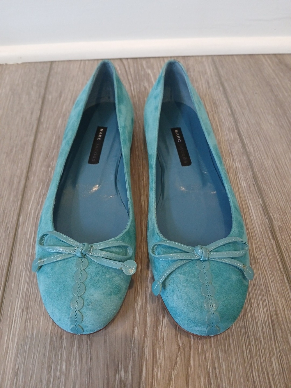 Marc Jacobs Turquoise Suede Bow Ballet Flats NEW Women's 7